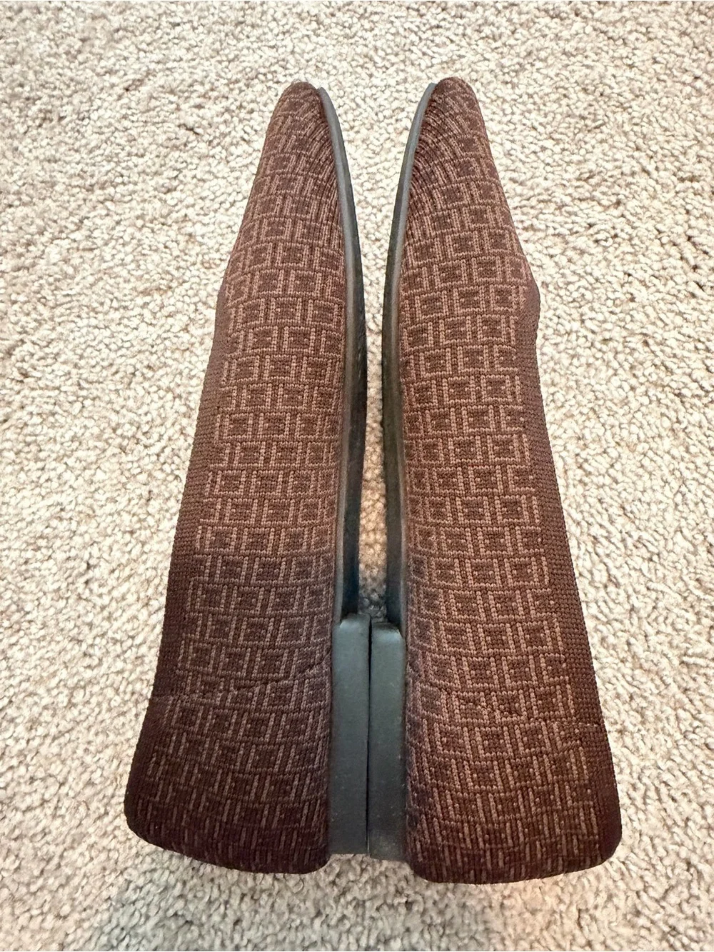 Vivaia square-toe knit flats geometric print 7.5 / 38.5